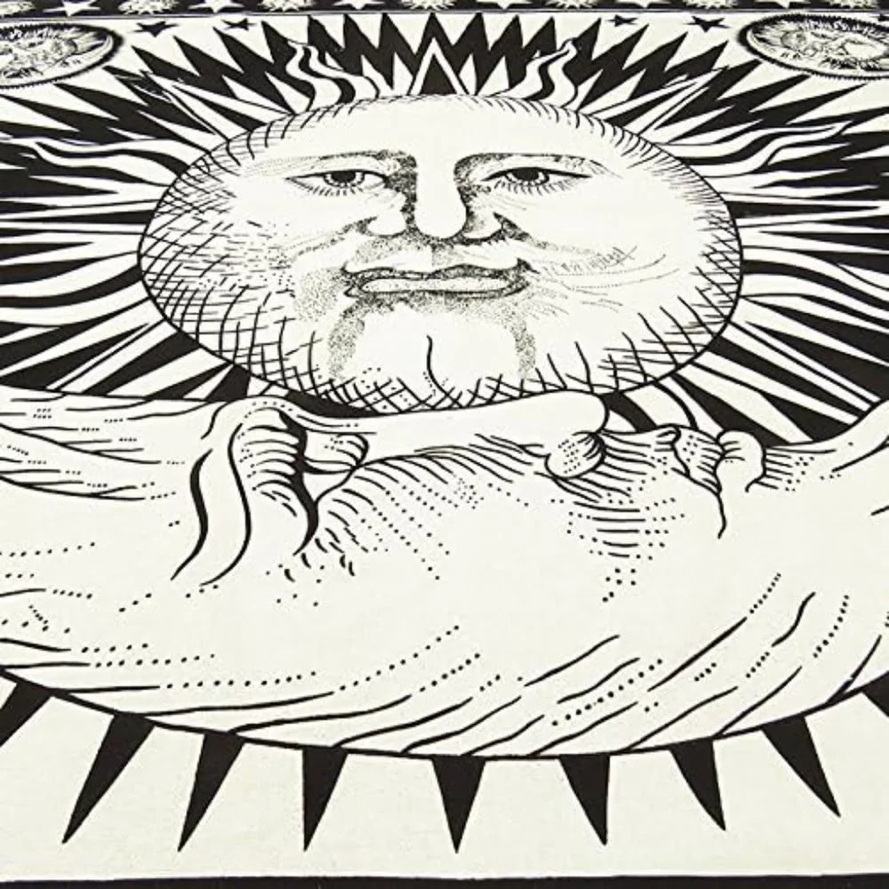 NEW Cotton Tapestry Black White Sun Star Moon Celestial Universe Boho Bohemian
